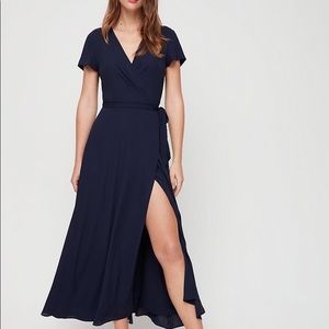 Aritzia Babaton Slit Wrap Dress In Pure Indigo/Navy